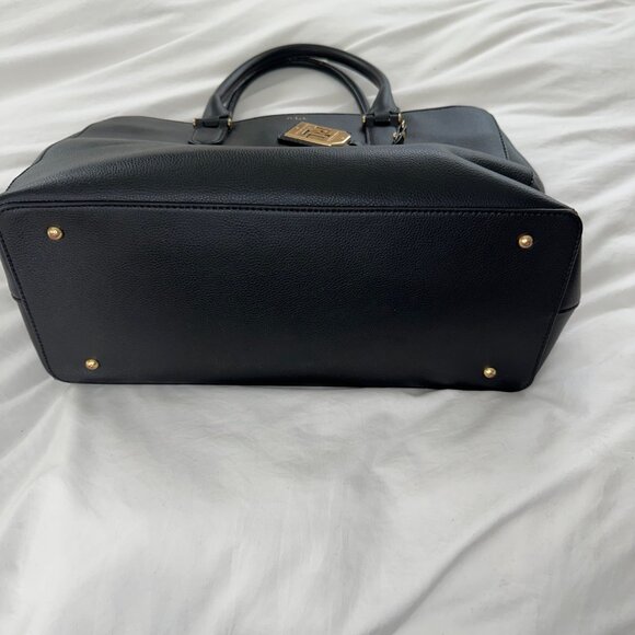 Lauren Ralph Lauren Black Leather Newbury Double Zip Satchel - Picture 4 of 15